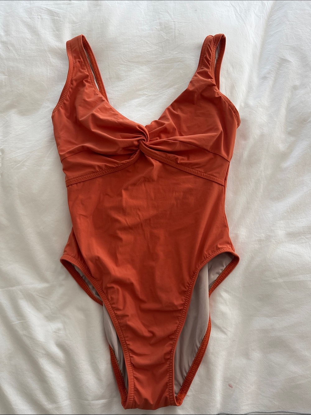 Twist-Front One-Piece Swimsuit in Rust Orange